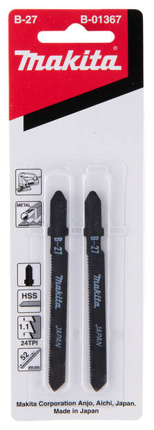 MAKITA Pistosahanterä 50 mm HSS, B27, kaarresahaus, metalleille, 2 kpl B-01367 - Pistosahanterät - 088381117470 - 1