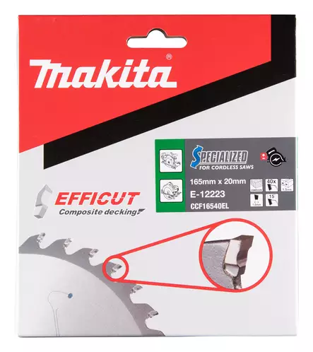 MAKITA Pyörösahanterä 165 x 20 x 1,5 mm, Z-40 komposiittilaudalle E-12223 / E-12158 - Makita Käsipyörösahojen terät - 088381584760 - 4