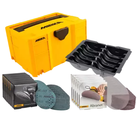 Mirka 150 mm Hiomatarvikelajitelma salkussa - Mirka Abranet 150 mm - 950602010 - 1