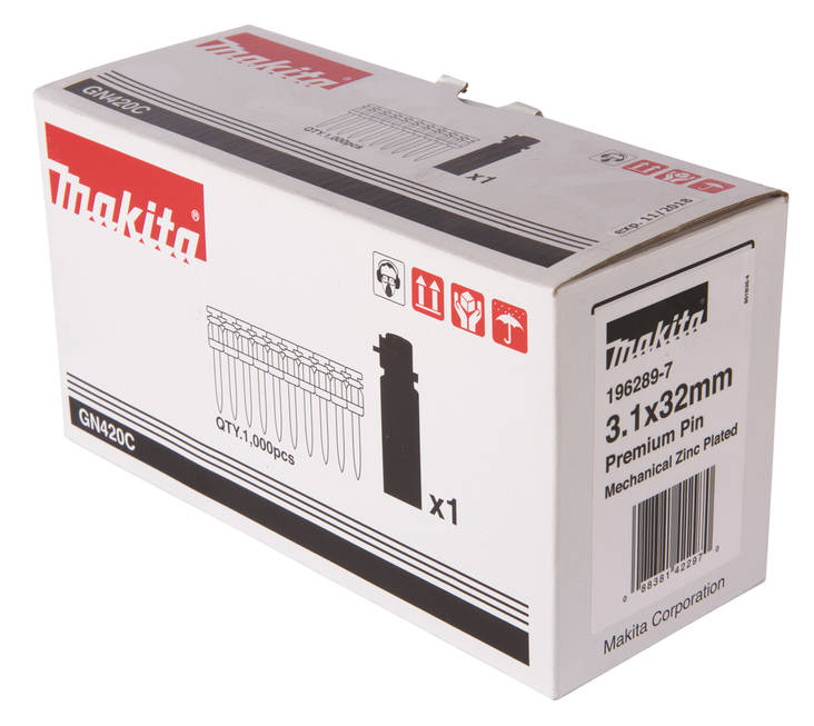 MAKITA Betoninaula- ja kaasupakkaus, 3,1 x 32 mm 196289-7 - Naulat, pinnit ja hakaset - 088381422970 - 1