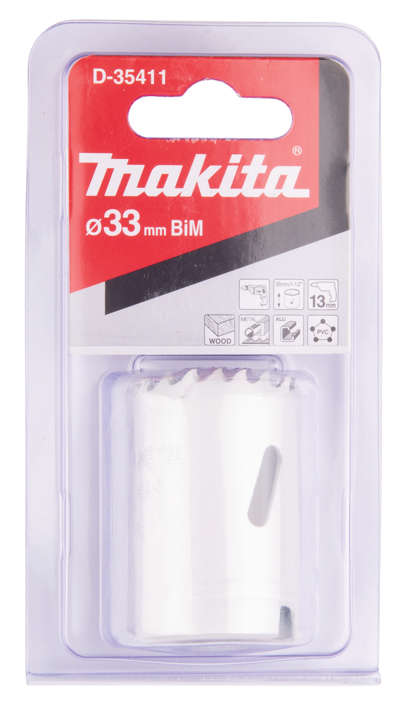 MAKITA Reikäsahanterä 33 mm, BiMetalli D-35411 - Reikäsahanterät - 088381369060 - 1