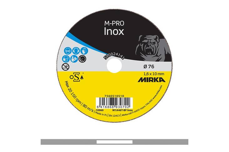 MIRKA Katkaisulaikka M-PRO 76x1,6x10,0mm M1A46T-BF Inox 25 kpl/pakk - Katkaisulaikat M-Pro - 7560510510 - 1