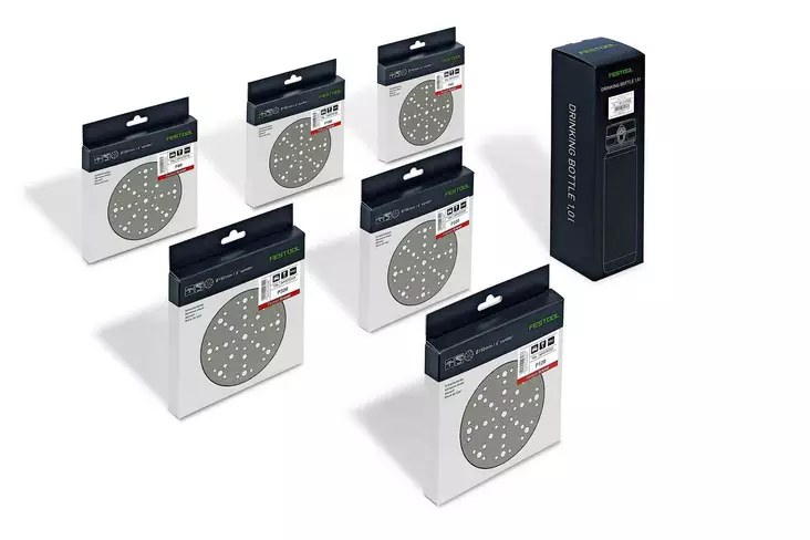 FESTOOL Hiomapaperi Granat STF D150/48 GR-Set juomapullolla 578131 - Festool Granat 150 mm - 4014549439630 - 1