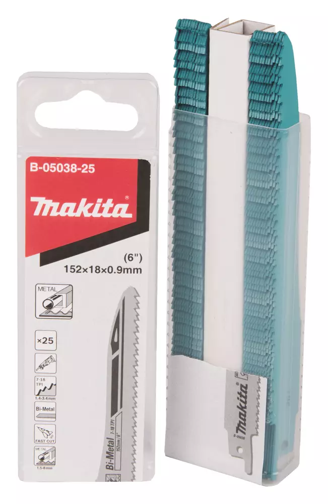 MAKITA Puukkosahanterä 150 x 0,9 mm, metalli, 25 kpl B-05038-25 - Makita Puukkosahanterät - 088381485920 - 1