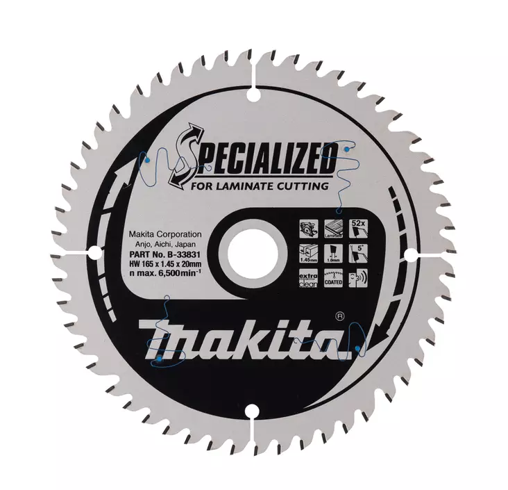 MAKITA Pyörösahanterä HM 165 mm, Z-52 B-33831 / B-29452 - Makita Käsipyörösahojen terät - 088381422680 - 5