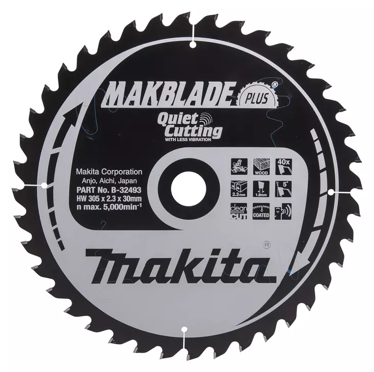 MAKITA Pyörösahanterä HM 305 mm, Z-40 B-32493 - Makita Jiiri- ja pöytäsahojen terät - 088381421300 - 4