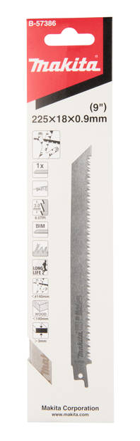 MAKITA Puukkosahanterä BiM 225 x 0,9 mm, Puu yleissahaus, 1 kpl B-57386 - Puukkosahanterät - 088381518901 - 2