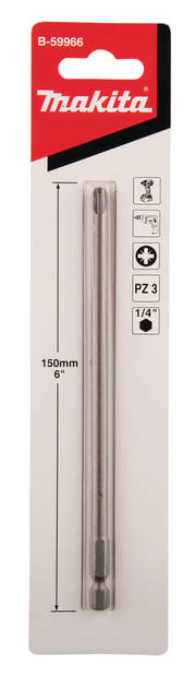 MAKITA Ruuvauskärki 150 mm PZ3 B-59966 - Konekärjet ja bitsinpitimet - 088381524001 - 2