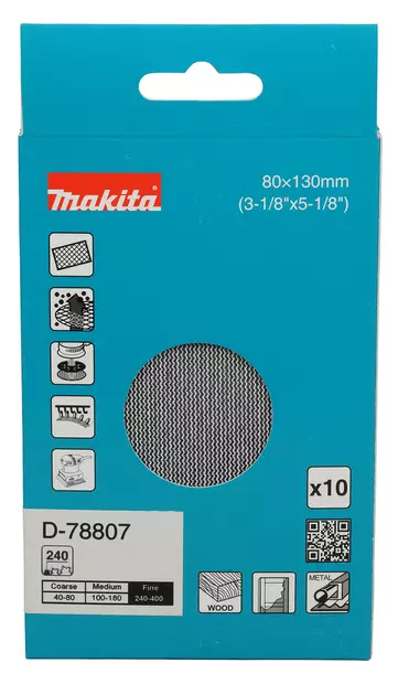 MAKITA Hiomaverkko 80 x 130 mm K240 10 kpl D-78807 - Makita Hiomaverkot ja suoja-alustat - 197050354501 - 2