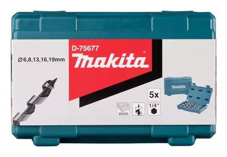 MAKITA Puuporanteräsarja, 5-osaa 6-19 mm D-75677 - Makita Poranterä- ja konekärkisarjat - 088381790161 - 2