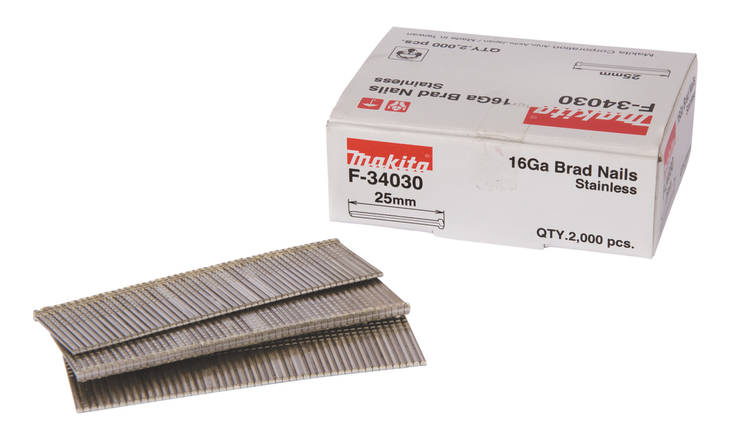 MAKITA Dyckert naula 1,6 x 25 mm, ruostumaton 16Ga, 2000 kpl F-34030 - Naulat, pinnit ja hakaset - 088381294591 - 1