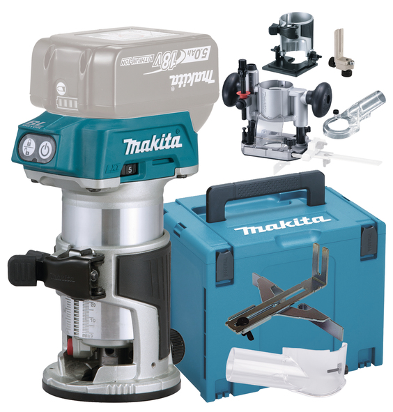 MAKITA Käsijyrsin LXT ® DRT50ZJX5 sis.Jyrsinteräsarjan 3.os D-30209 - LXT Akkukonerungot - 088381846141 - 1