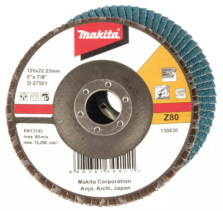 MAKITA Liuskalaikka 125mm, karkeus 80, RST, zirkoniumalumiinioksidi D-27501 - Makita Laikat - 088381344111 - 1