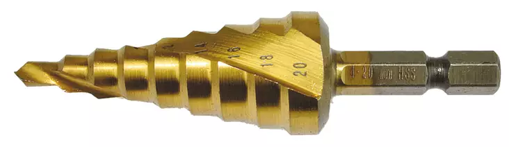 MAKITA Porrasporanterä spiraali, Tin-pinnoite 4 - 20 mm, kara 1/4'' D-40185 - Makita Metalliporanterät - 088381400381 - 1