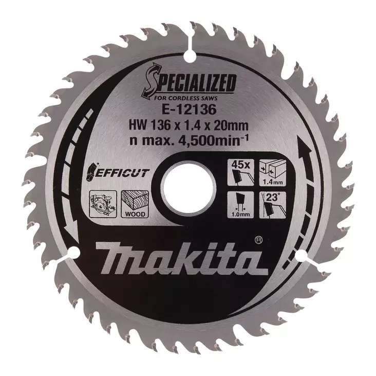 MAKITA Pyörösahanterä HM 136mm, Z-45 E-12136 - Makita Käsipyörösahojen terät - 088381585491 - 1