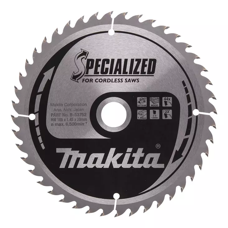 MAKITA Pyörösahanterä HM 165 mm, Z-44 B-53752 - Makita Käsipyörösahojen terät - 088381473941 - 4