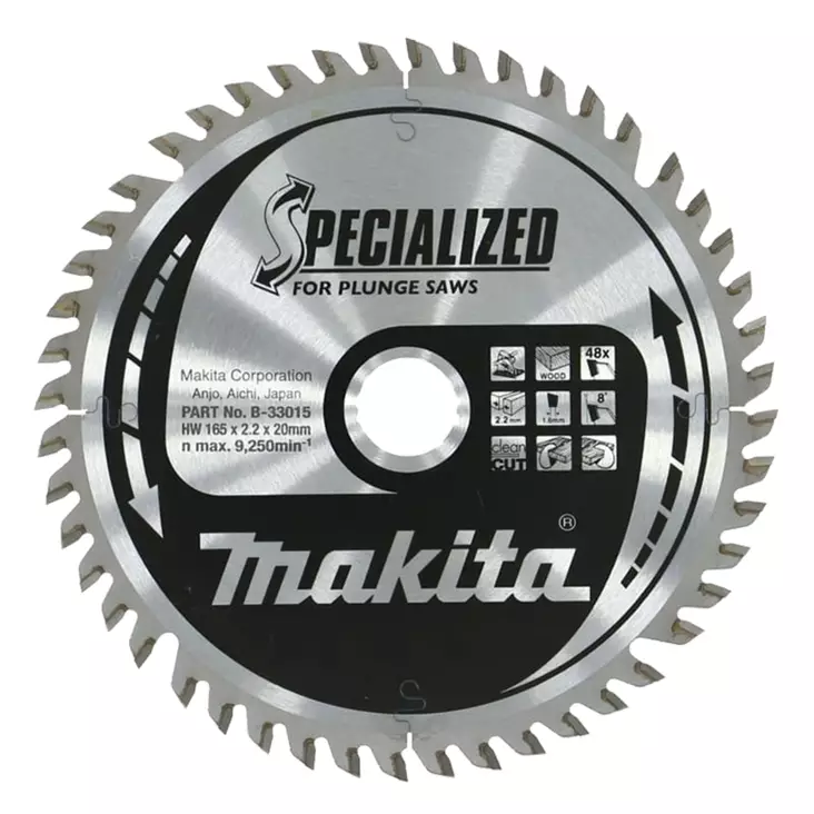 MAKITA Pyörösahanterä HM 165 mm, Z-48 B-33015 - Makita Käsipyörösahojen terät - 088381421881 - 1