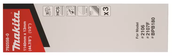 MAKITA Vannesahanterä HCS 13x0,5x1140 mm, 3kpl 792558-0 - Makita Metallintyöstökoneiden tarvikkeet - 088381117531 - 1
