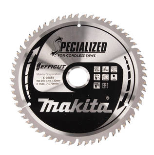 MAKITA Pyörösahanterä 216 x 30 x 2,0 mm, Z-60 puulle, Efficut, jiirisahoille E-08903 - Jiiri- ja pöytäsahojen terät - 088381577205 - 1