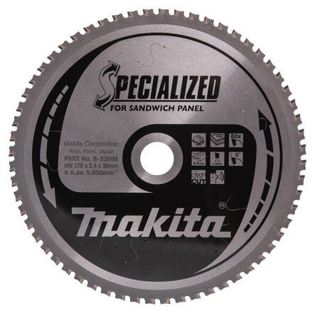 MAKITA Pyörösahanterä HM 270 mm, Z-60 B-33598 - Käsipyörösahojen terät - 088381422482 - 2