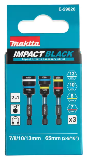 MAKITA Magneettikuusiohylsysarja Impact Black 3-osaa E-29826 - Makita Poranterä- ja konekärkisarjat - 197050377272 - 2