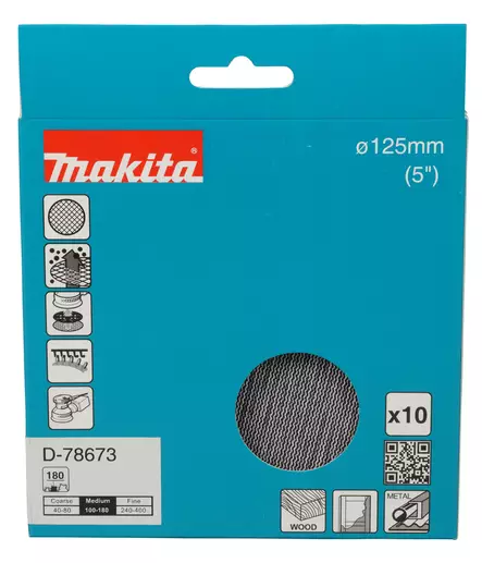 MAKITA Hiomaverkko 125 mm K180 10 kpl D-78673 - Hiomaverkot ja suoja-alustat - 197050354372 - 2