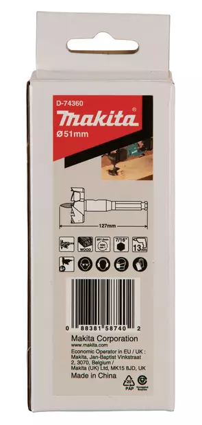 MAKITA Itsesyöttävä puuporanterä 51 mm (2") D-74360 / D-30003 - Makita Läpivientiporanterät - 088381587402 - 4