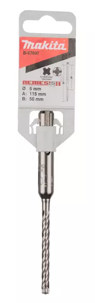 MAKITA Poranterä SDS-PLUS 5 x 115 mm, 4-leikkuinen Nemesis2 terä B-57897 - Makita SDS-Plus poranterät 4-leikkuset - 088381520782 - 3