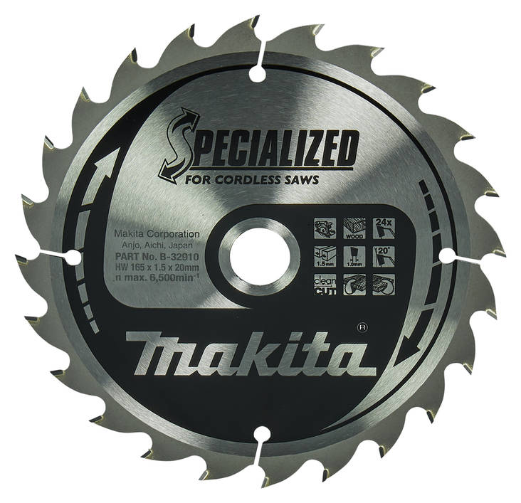 MAKITA Pyörösahanterä HM 165 mm, Z-24 B-32910 / B-09173 - Käsipyörösahojen terät - 088381337212 - 5