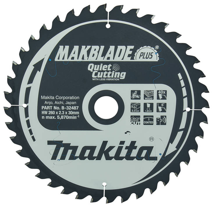 MAKITA Pyörösahanterä HM 260 mm, Z-40 B-32487 / B-08654 - Jiiri- ja pöytäsahojen terät - 088381336642 - 4