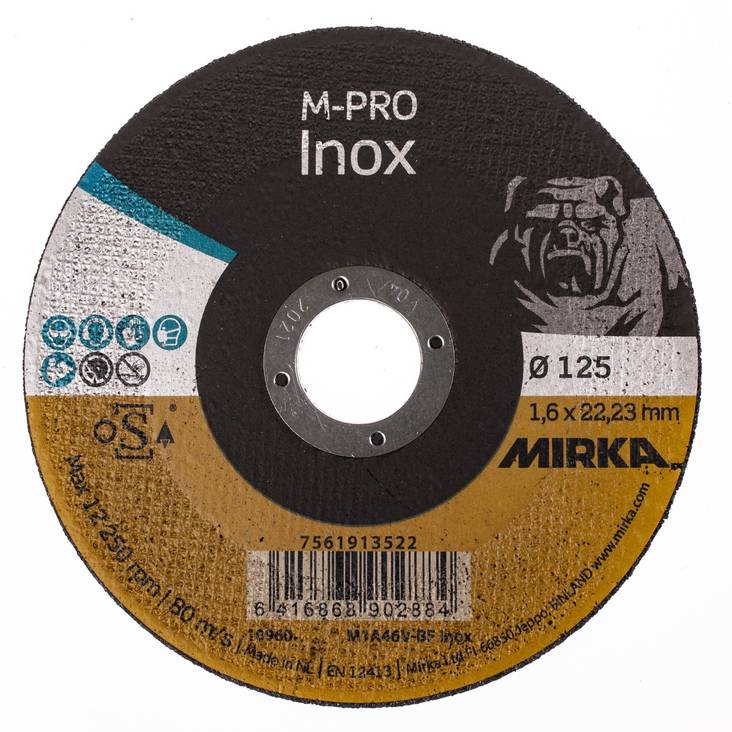 MIRKA Katkaisul. M-PRO 125x1,6x22,2mm M1A46V-BF Inox 25 kpl/pakk - Katkaisulaikat M-Pro - 7561913522 - 1