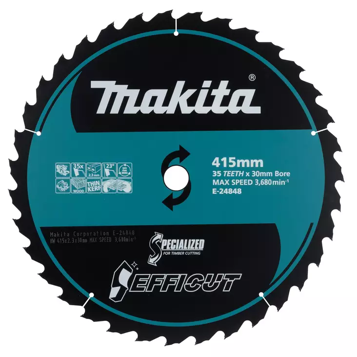 MAKITA Pyörösahanterä 415 x 30 x 2,3 mm Z-35 Puulle EFFICUT E-24848 - Käsipyörösahojen terät - 197050358172 - 1