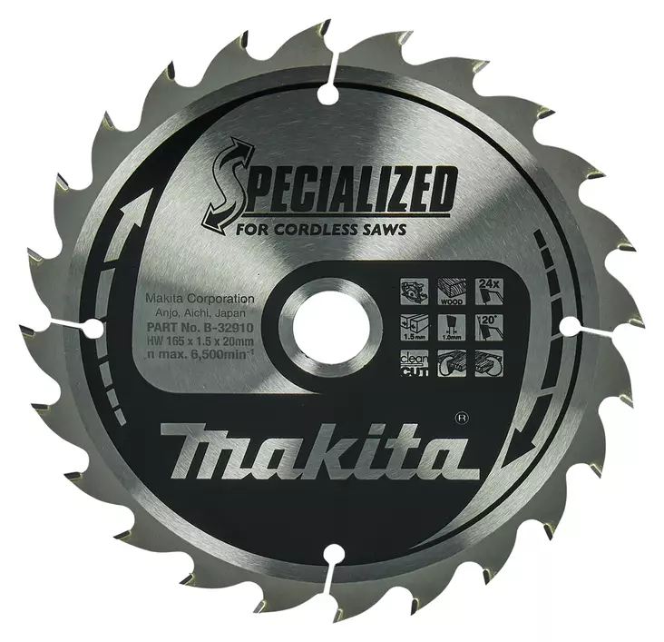 MAKITA Pyörösahanterä HM 165 mm, Z-24 B-32910 / B-09173 - Makita Käsipyörösahojen terät - 088381337212 - 5