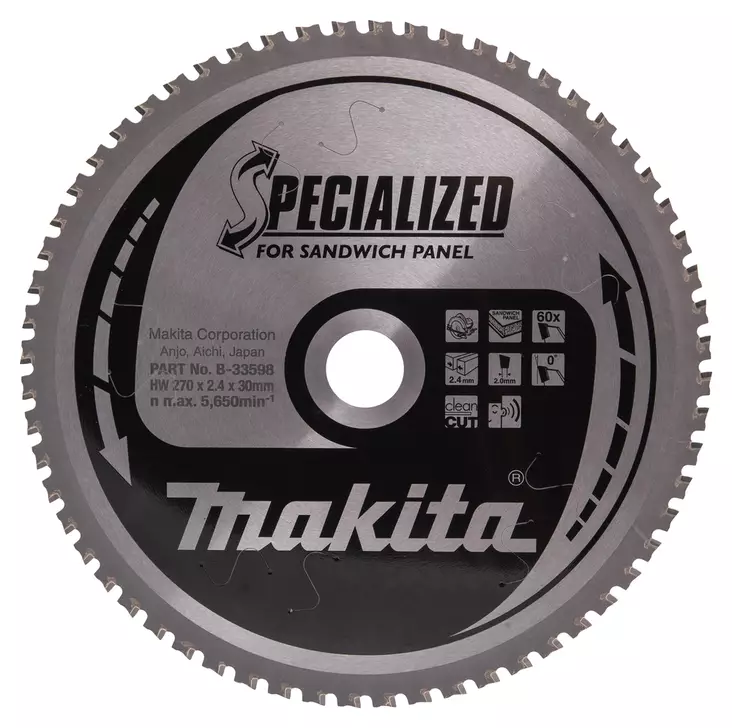 MAKITA Pyörösahanterä HM 270 mm, Z-60 B-33598 - Makita Käsipyörösahojen terät - 088381422482 - 2