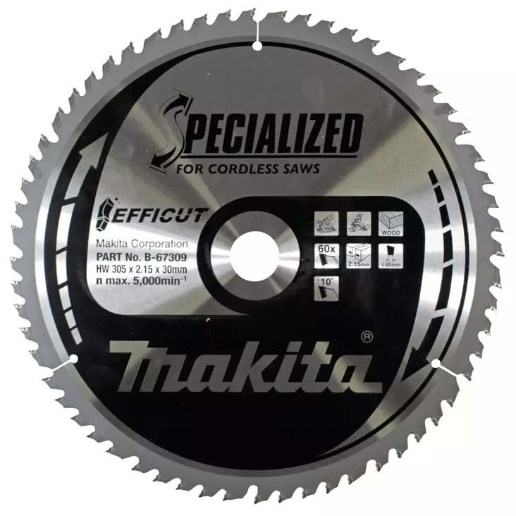MAKITA Pyörösahanterä HM 305 mm, Z-60 B-67309 - Makita Jiiri- ja pöytäsahojen terät - 088381541022 - 5