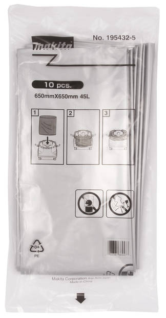 MAKITA Pölysäkki muovia 10 kpl. Helpottaa säiliön tyhjentämistä 195432-5 - Pölypussit ja suodattimet - 088381369473 - 1