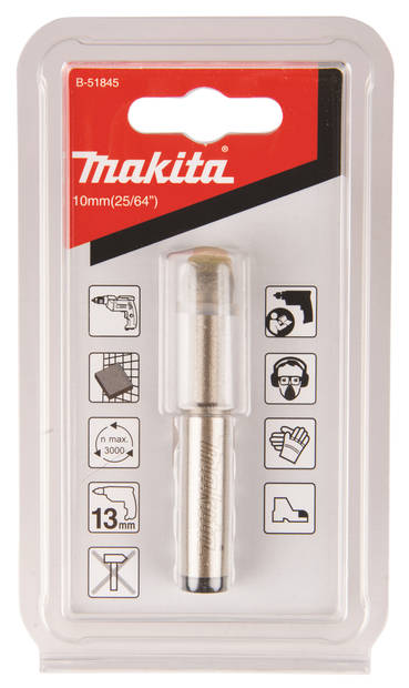 MAKITA Timanttiporanterä laatoille 10 mm. Porakoneeseen 13 mm istukalla B-51845 - Kivi- ja lasiporanterät - 088381466783 - 2
