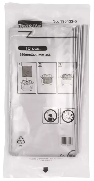 MAKITA Pölysäkki muovia 10 kpl. Helpottaa säiliön tyhjentämistä 195432-5 - Makita Pölypussit ja suodattimet - 088381369473 - 1