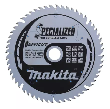 MAKITA Pyörösahanterä HM 165 mm, Z-56 B-57336 - Makita Käsipyörösahojen terät - 088381518413 - 6