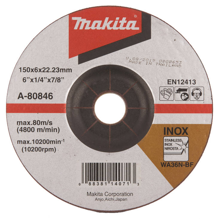 MAKITA Hiomalaikka metalli 150x6,0 mm, RST (INOX), punainen A-80846 - Laikat - 088381140713 - 1
