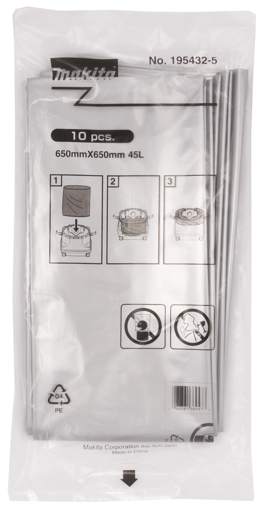 MAKITA Pölysäkki muovia 10 kpl. Helpottaa säiliön tyhjentämistä 195432-5 - Pölypussit ja suodattimet - 088381369473 - 1