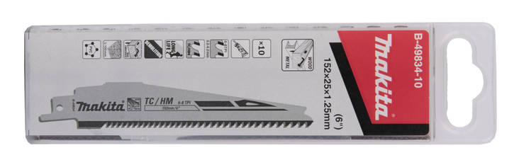 MAKITA Puukkosahanterä HM 152 x 1,25 mm, metallinen puu, muovi ja lasikuitu, 10 kpl B-49834-10 - Puukkosahanterät - 088381490313 - 1