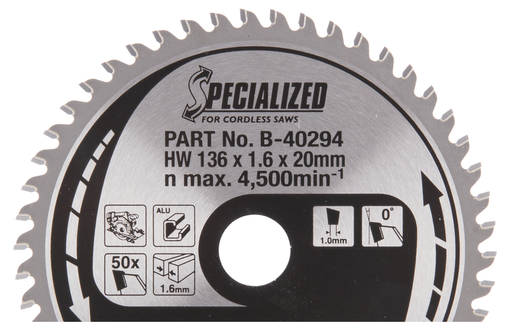 MAKITA Pyörösahanterä HM 136 mm, Z-50 B-40303 / B-40294 - Käsipyörösahojen terät - 088381437363 - 1