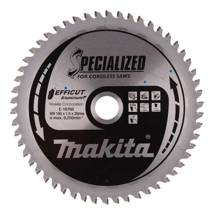 MAKITA Pyörösahanterä HM 165 mm, Z-56 E-16760 / B-56714 - Käsipyörösahojen terät - 088381791823 - 5