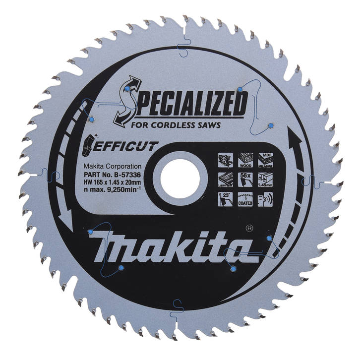 MAKITA Pyörösahanterä HM 165 mm, Z-56 B-57336 - Käsipyörösahojen terät - 088381518413 - 6