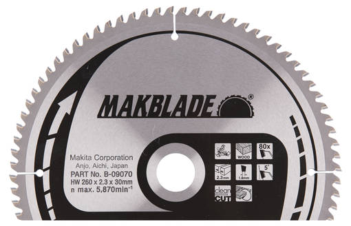 MAKITA Pyörösahanterä HM 260 mm, Z-80 B-32845 / B-09070 - Jiiri- ja pöytäsahojen terät - 088381337113 - 2