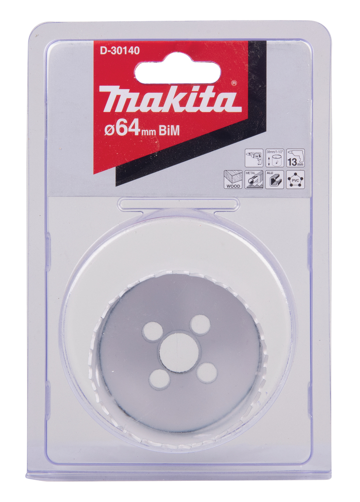MAKITA Reikäsahanterä 64 mm, BiMetalli D-30140 - Reikäsahanterät - 088381351263 - 1