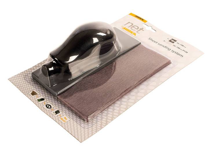 MIRKA Hiomatuki 70x198mm tarra 22R+3 liuskaa P120 harmaa - Mirka Käsihiontatuet ja -varret - 6416868960433 - 1