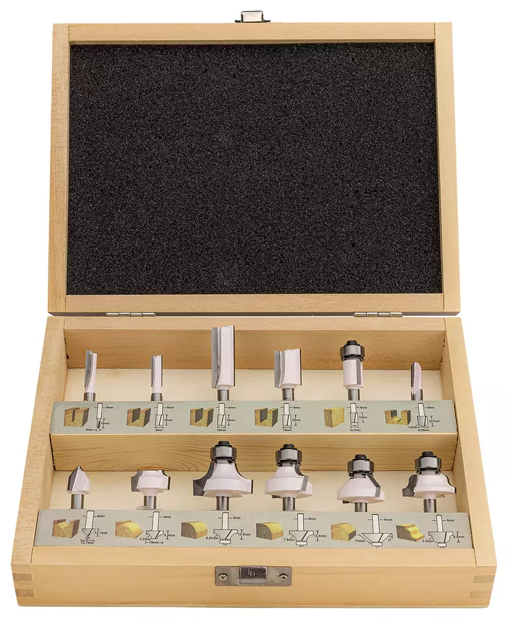 MAKITA Jyrsinteräsarja 6 mm kara 12-osaa D-57065 - Jyrsimien tarvikkeet - 088381459693 - 1