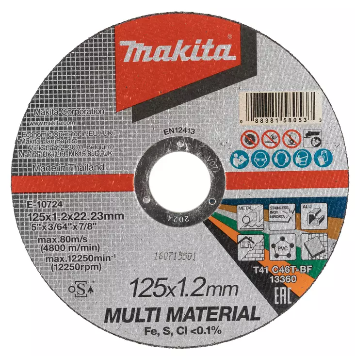 MAKITA Katkaisulaikka Multi material 125x1,2 mm E-10724 - Makita Laikat - 088381580533 - 1